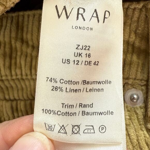 WRAP London Wide-Leg Cord Trousers Size US 12 Crop Pants Earthy Boho Academia - Picture 7 of 16